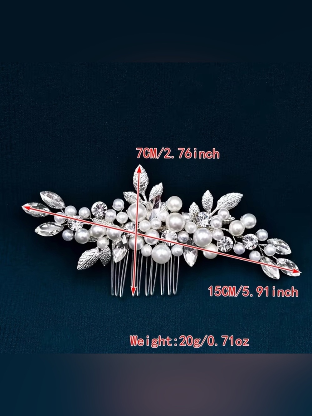 Faux Pearl and Crystal Bridal Hair Comb - Picture 3 of 4